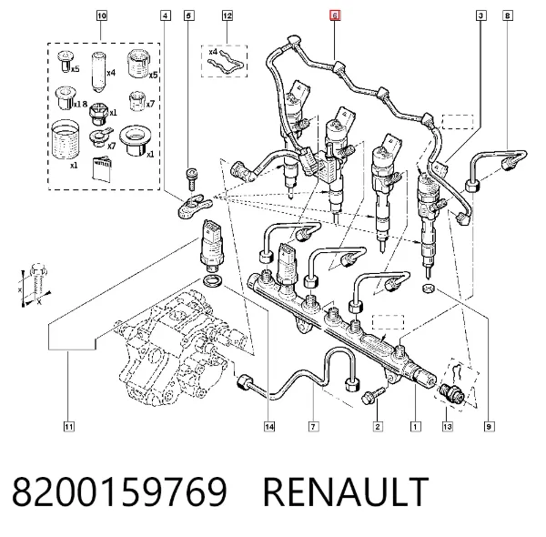Rurka paliwa, zwrotna od wtryskiwaczy 8200159769 Renault (RVI)