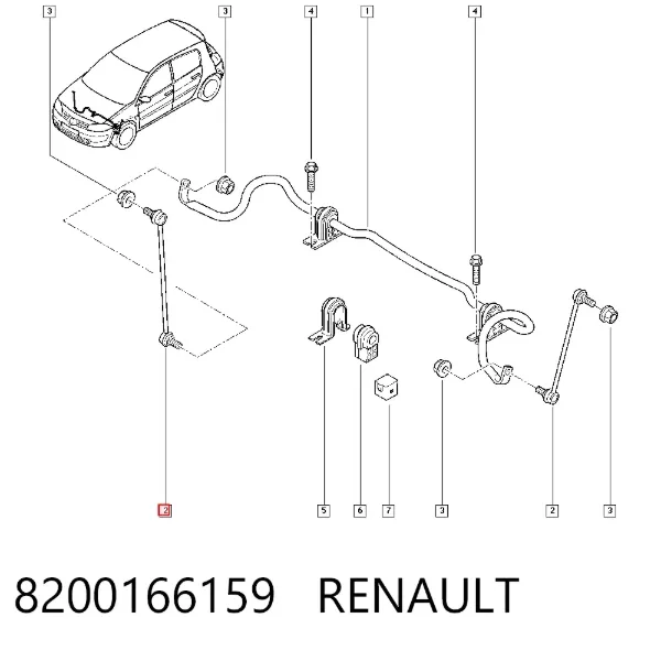 Łącznik stabilizatora przedniego 8200166159 Renault (RVI)