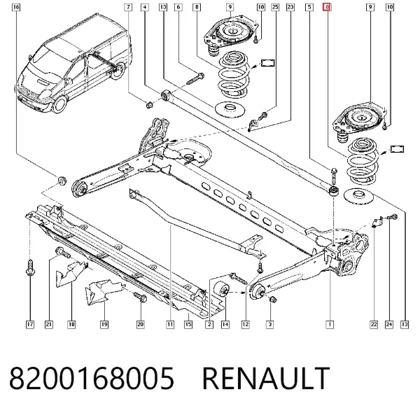 Sprężyna tylna 8200168005 Renault (RVI)