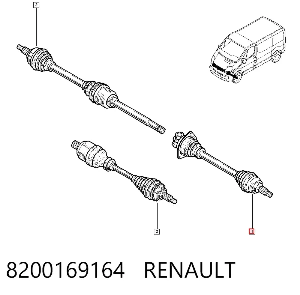 Półoś napędowa przednia lewa 8200169164 Renault (RVI)