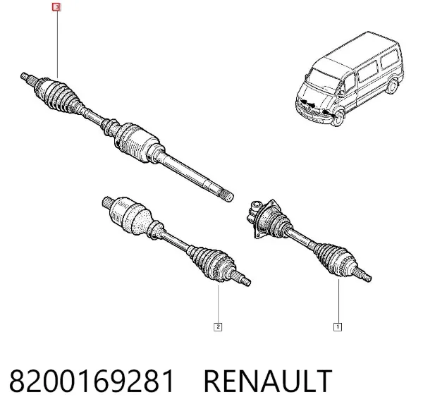 Półoś napędowa przednia prawa 8200169281 Renault (RVI)