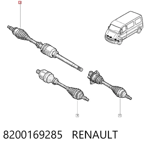 Półoś napędowa przednia prawa 8200169285 Renault (RVI)