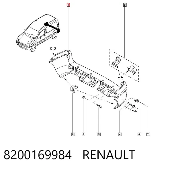 Zderzak tylny 8200169984 Renault (RVI)
