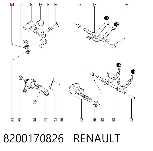 Tuleja mechanizmu zmiany biegów 8200170826 Renault (RVI)