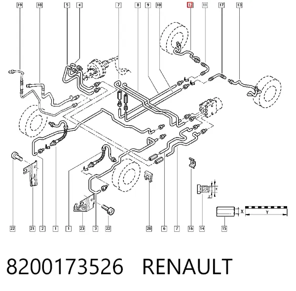 Przewód hamulcowy tylny prawy 8200173526 Renault (RVI)