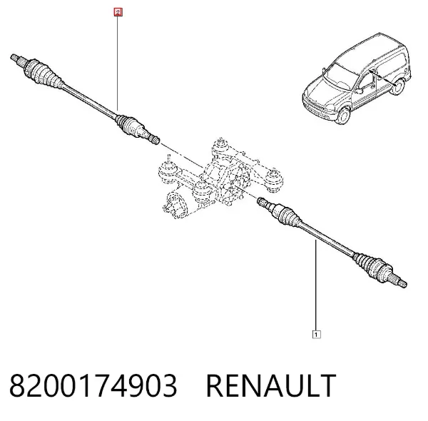 Półoś tylna prawa 8200174903 Renault (RVI)