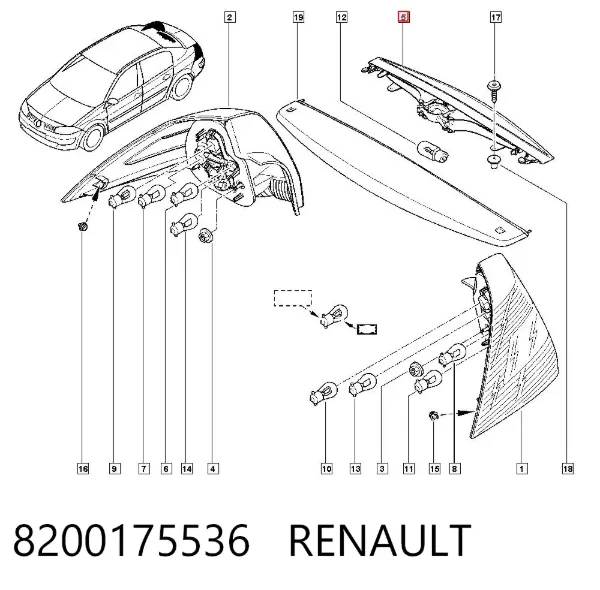 Lampa stop tylna dodatkowa Renault Megane II