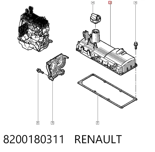 Pokrywa zaworowa 8200180311 Renault (RVI)