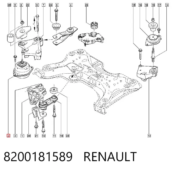 Poduszka (podpora) silnika prawa 8200181589 Renault (RVI)
