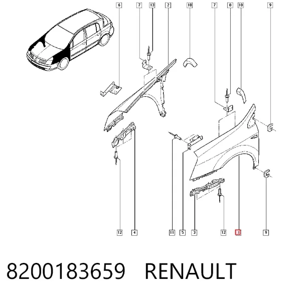 Błotnik przedni lewy Renault Vel Satis BJ0