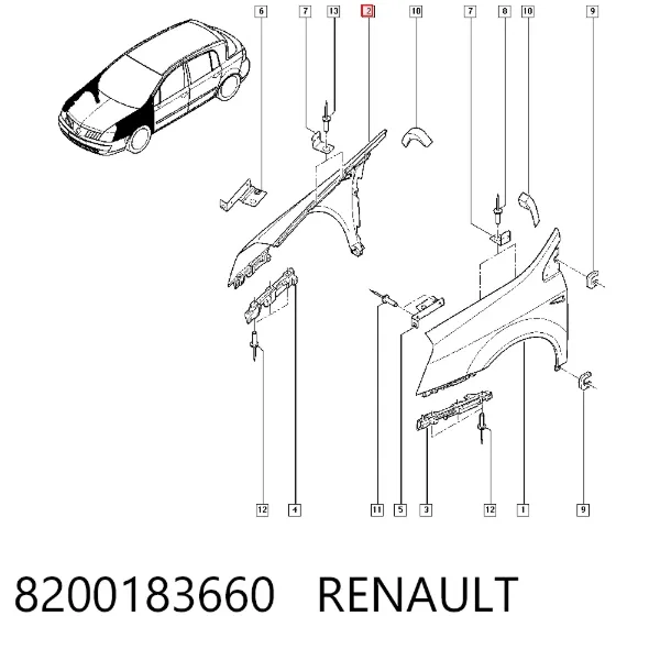 Błotnik przedni prawy Renault Vel Satis BJ0