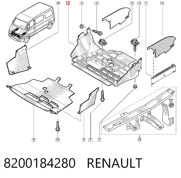 Osłona silnika, miski (przedziału silnika) 8200184280 Renault (RVI)