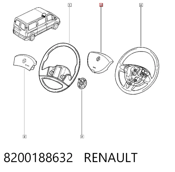 Poduszka powietrzna (Airbag) kierowcy 8200188632 Renault (RVI)