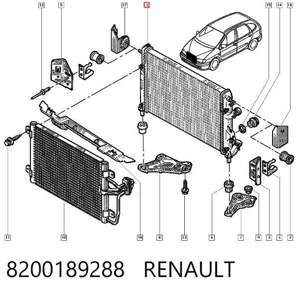 Chłodnica silnika 8200189288 Renault (RVI)