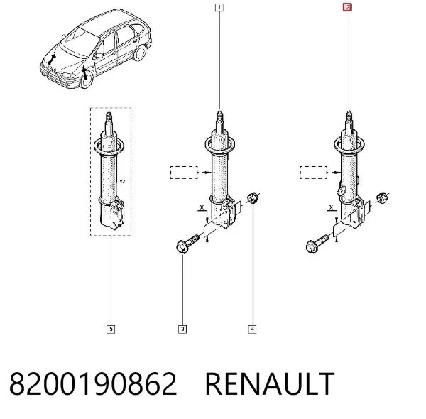 Amortyzator przedni 8200190862 Renault (RVI)