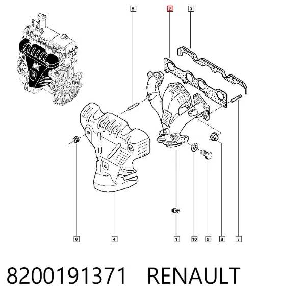 Uszczelka kolektora wydechowego 8200191371 Renault (RVI)