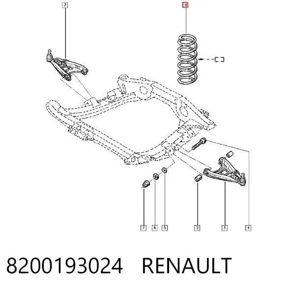 Sprężyna przednia 8200193024 Renault (RVI)