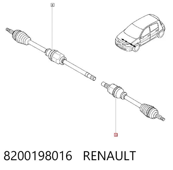 Półoś napędowa przednia lewa 8200198016 Renault (RVI)