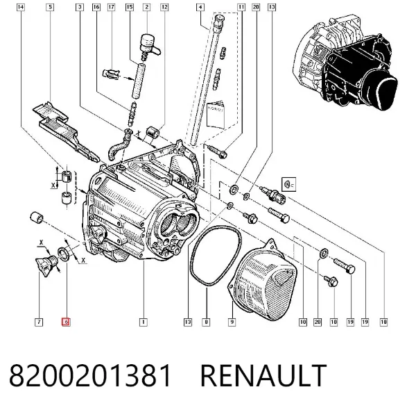 Uszczelka korka miski automatycznej skrzyni biegów 8200201381 Renault (RVI)