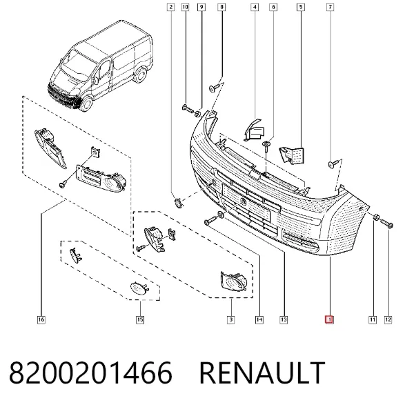 Zderzak przedni 8200201466 Renault (RVI)