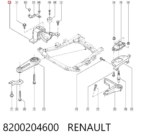 Poduszka (podpora) silnika prawa 8200204600 Renault (RVI)