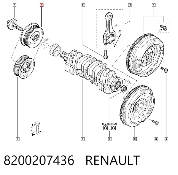 Koło pasowe wału korbowego 8200207436 Renault (RVI)