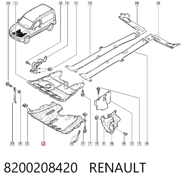 Osłona silnika przednia 8200208420 Renault (RVI)