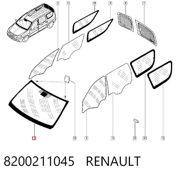 Szyba przednia 8200211045 Renault (RVI)