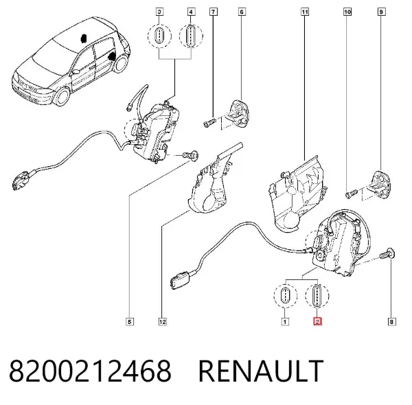 Zamek drzwi tylnych lewych 8200212468 Renault (RVI)