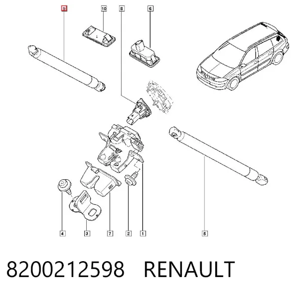 Amortyzator klapy bagażnika (3/5 drzwi-tylnych) 8200212598 Renault (RVI)
