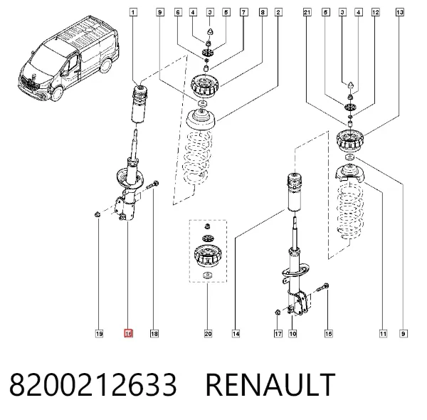 Amortyzator przedni 8200212633 Renault (RVI)