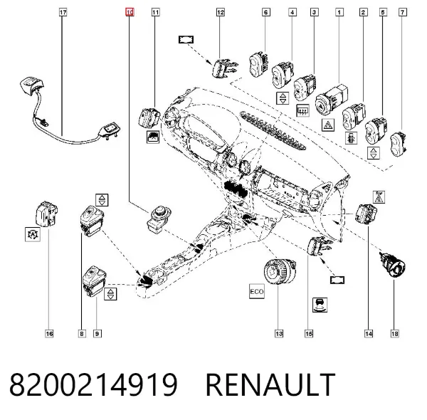Sterownik lusterek bocznych, na drzwi 8200214919 Renault (RVI)