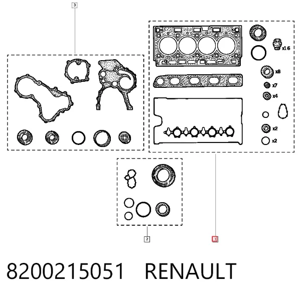 Uszczelka głowicy cylindrów 8200215051 Renault (RVI)