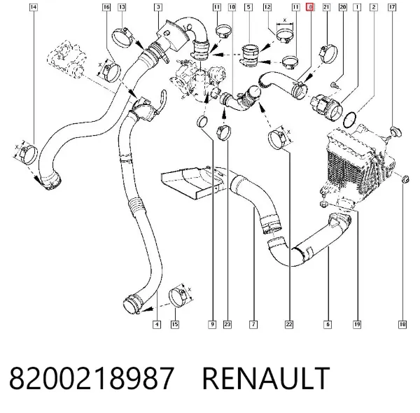 Króciec powietrza, wylot filtra powietrznego 8200218987 Renault (RVI)