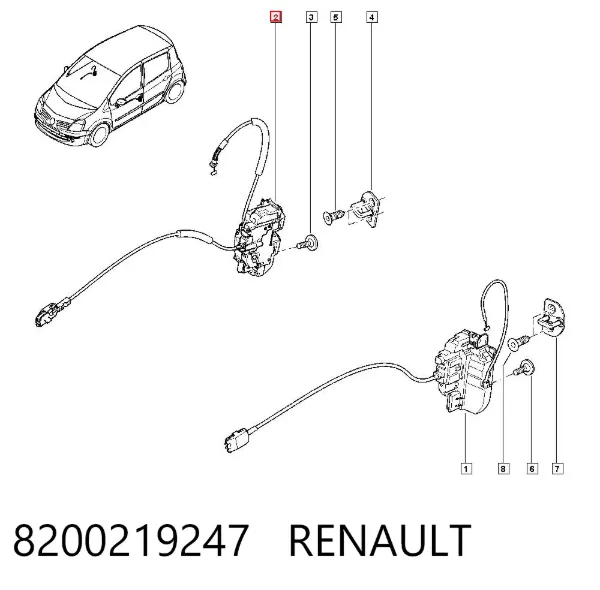 Zamek drzwi przednich prawych Renault Modus JP0