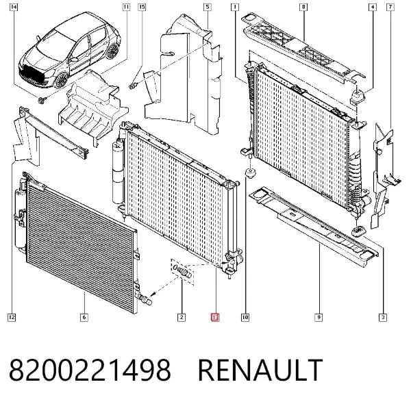 Chłodnica klimatyzacji 8200221498 Renault (RVI)