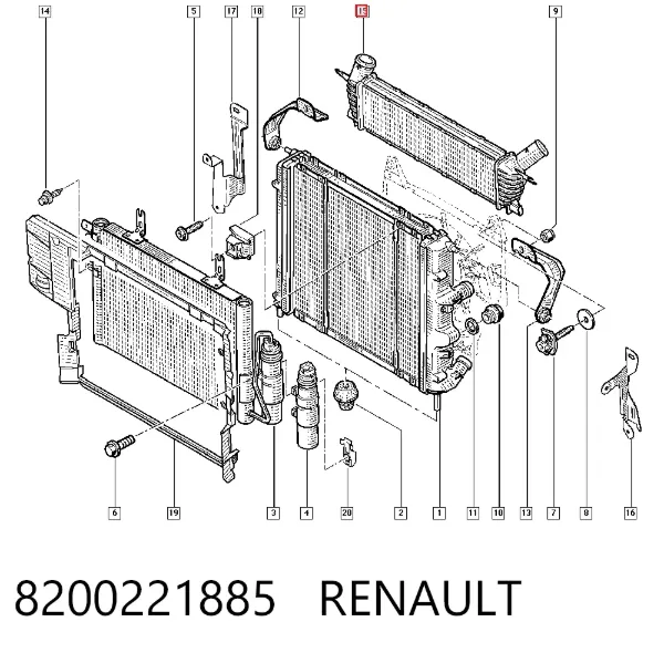 Chłodnica intercoolera 8200221885 Renault (RVI)