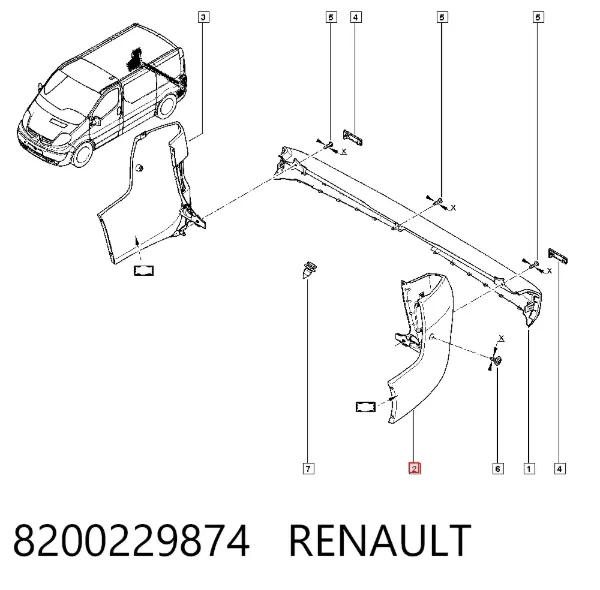 Zderzak tylny, lewa część 8200229874 Renault (RVI)