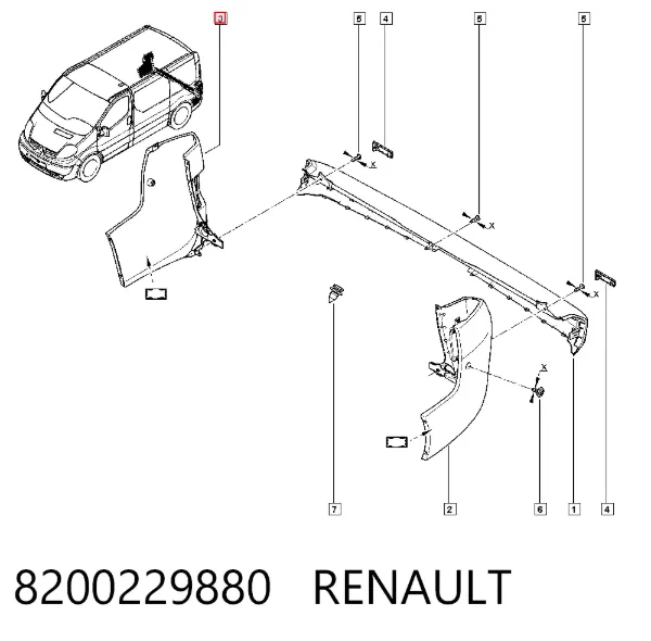 Zderzak tylny, prawa część 8200229880 Renault (RVI)
