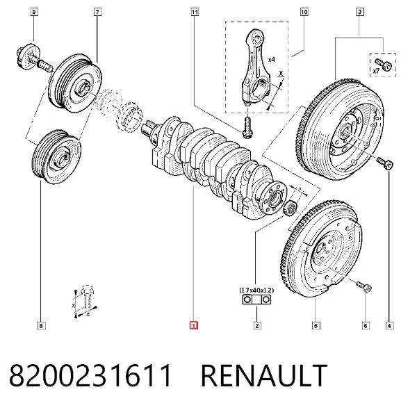 Wał korbowy silnika 8200231611 Renault (RVI)