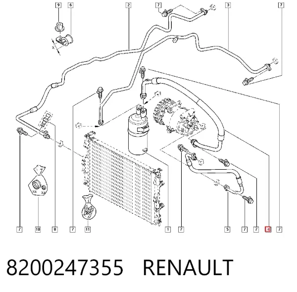 Przewód klimatyzacji, od parownika do sprężarki 8200247355 Renault (RVI)