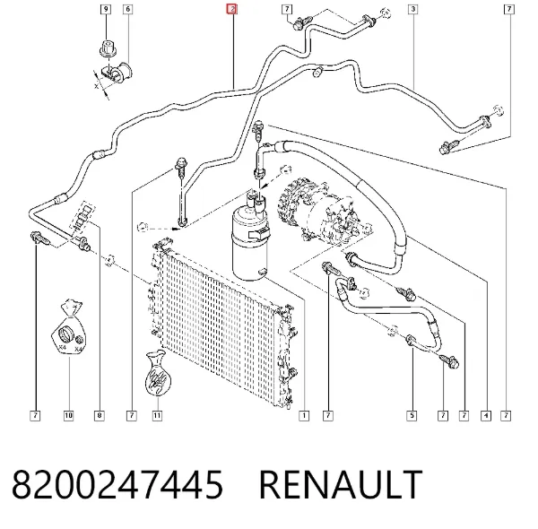 Przewód klimatyzacji, od chłodnicy do osuszacza 8200247445 Renault (RVI)