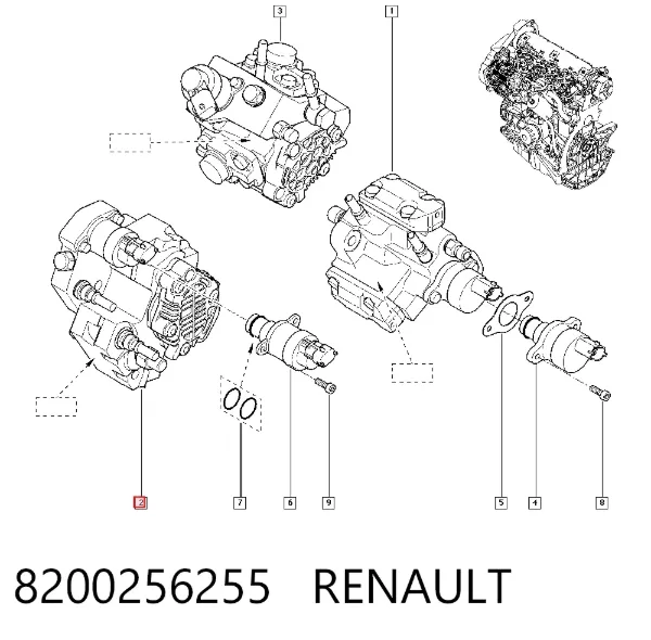 Pompa wtryskowa wysokiego ciśnienia 8200256255 Renault (RVI)