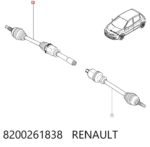 Półoś napędowa przednia prawa 8200261838 Renault (RVI)