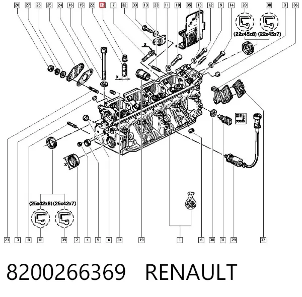 Uszczelniacz zaworu dolotowego/wylotowego 8200266369 Renault (RVI)