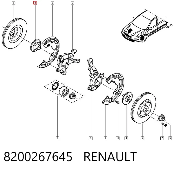 Piasta przednia 8200267645 Renault (RVI)