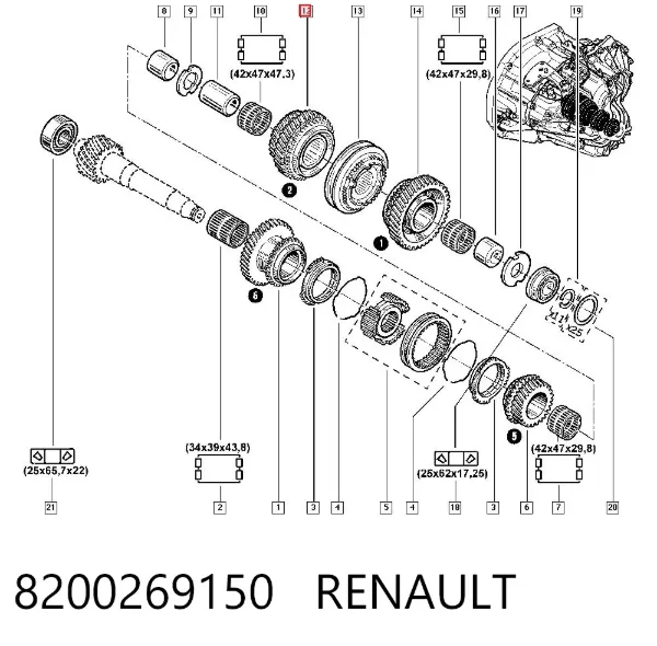 Koło zębate 2. biegu napędzające 8200269150 Renault (RVI)