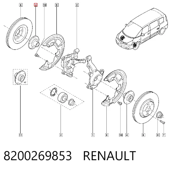 Piasta przednia 8200269853 Renault (RVI)