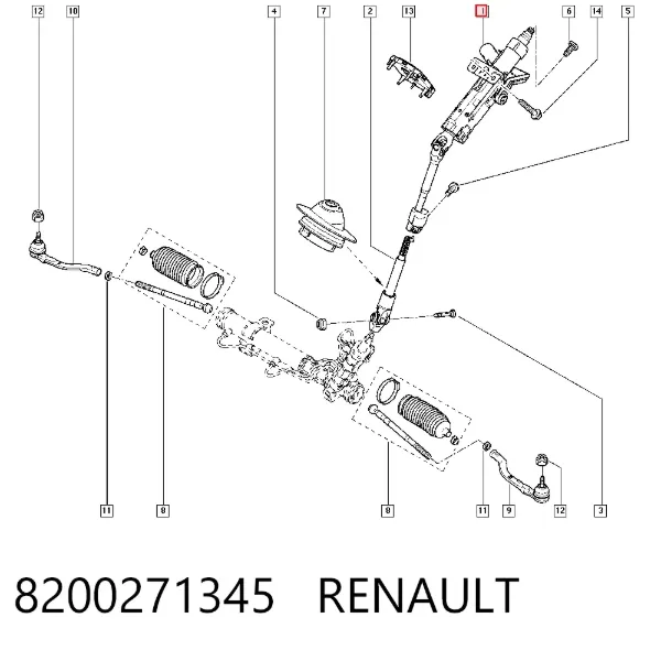 Kolumna (wał) kierownicza (kierownicy) 8200271345 Renault (RVI)