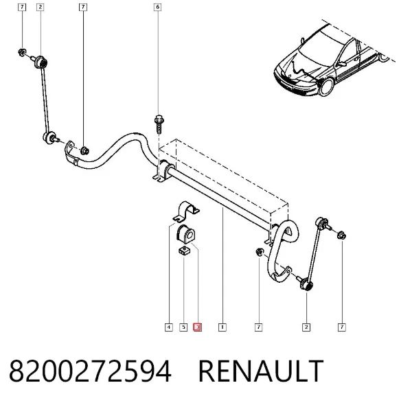 Tuleja stabilizatora przedniego 8200272594 Renault (RVI)